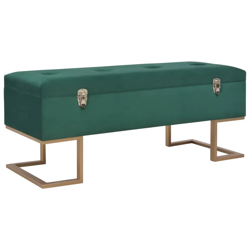 bancheta cu un compartiment de depozitare verde 105 cm catifea