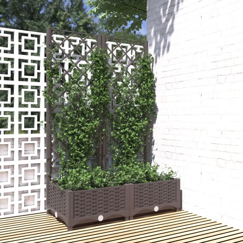 jardiniera de gradina cu spalier maro, 80x40x121,5 cm, pp