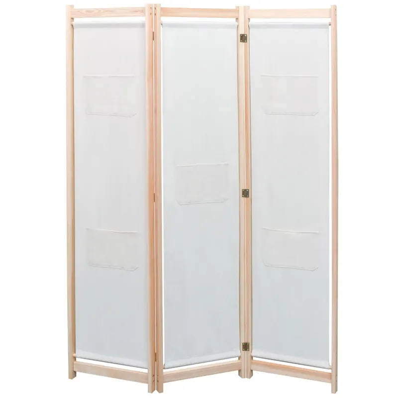 paravan de camera cu 3 panouri, crem, 120x170x4 cm, textil