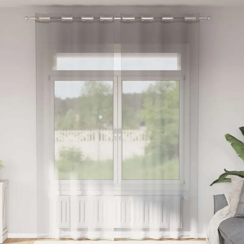 perdele voile cu oelii 2 buc gri deschis 140x260 cm