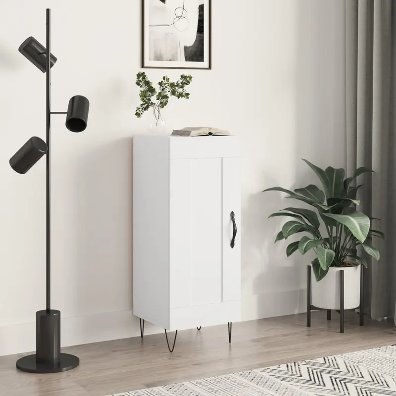 servanta, alb extralucios, 34,5x34x90 cm, lemn compozit