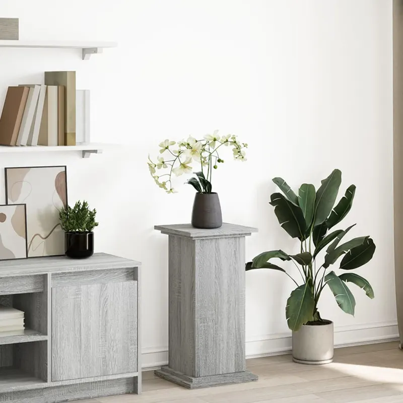 suport prezentare cu depozitare sonoma gri 31x30x60 cm lemn