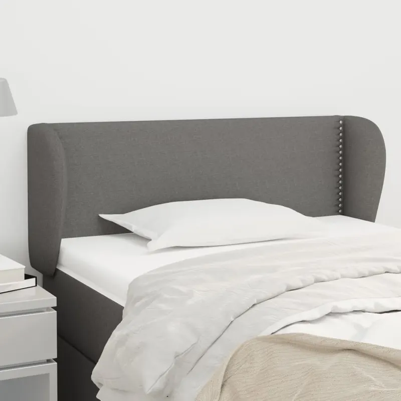 tablie de pat cu aripioare gri inchis 93x23x78/88 cm textil