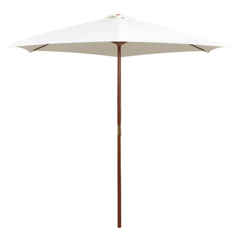 umbrela de soare cu stalp de lemn 270 x 270 cm, alb crem