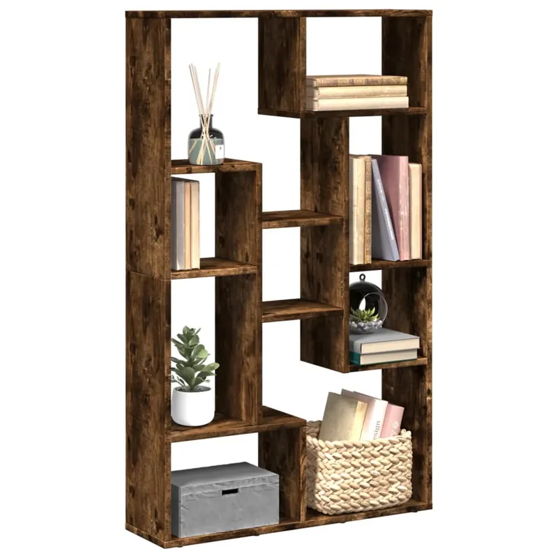 biblioteca, stejar fumuriu, 72x20x120 cm, lemn prelucrat
