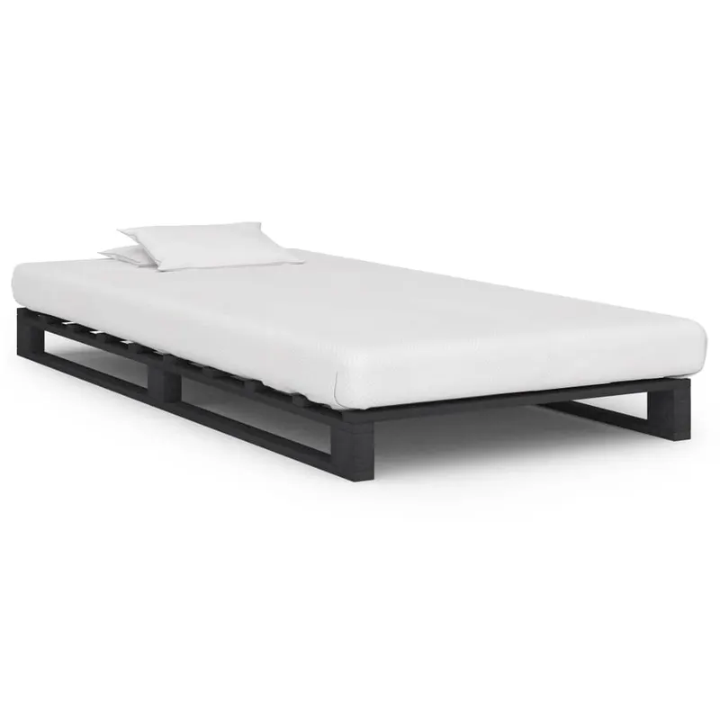 cadru de pat din paleti, gri, 90 x 200 cm, lemn masiv de pin