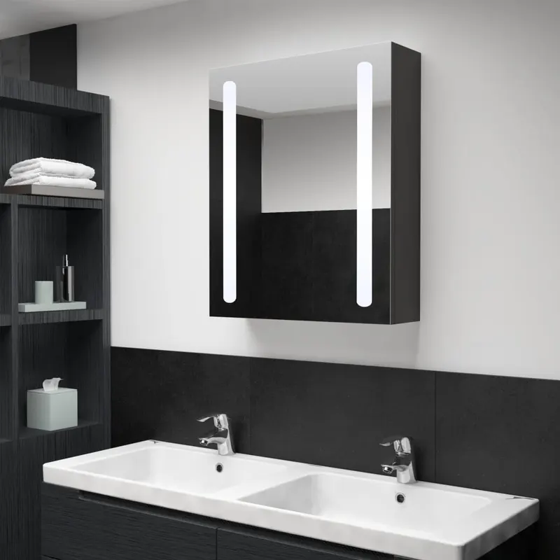 dulap de baie cu oglinda si led-uri, 50x13x70 cm