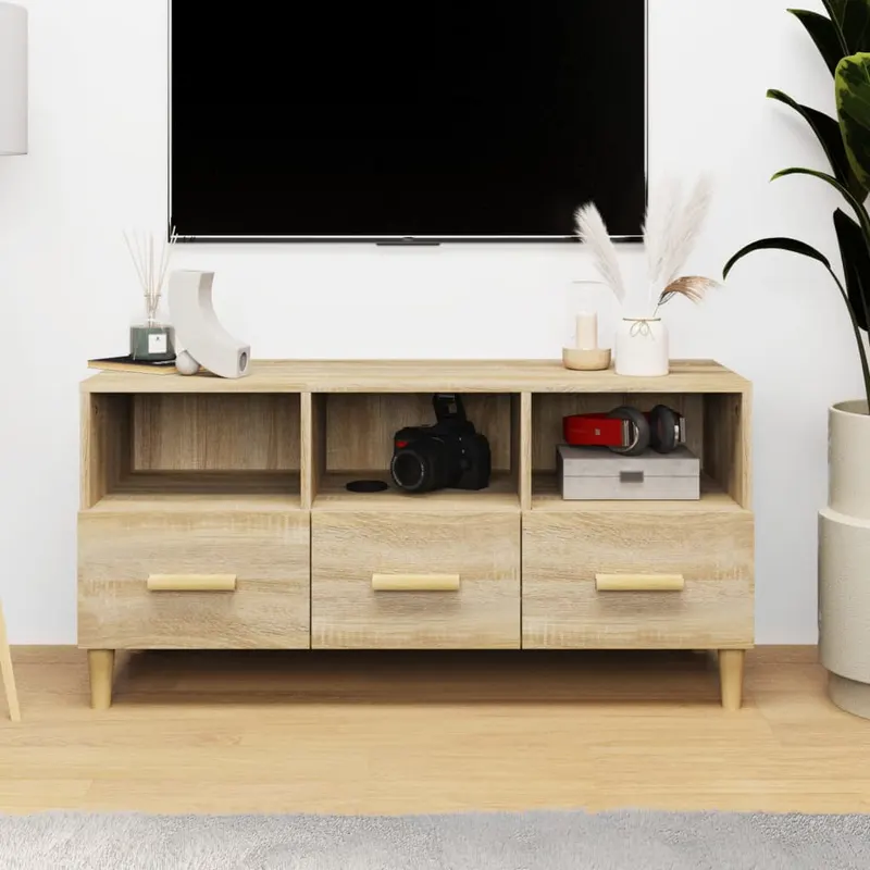 comoda tv, stejar sonoma, 102x36x50 cm, lemn compozit