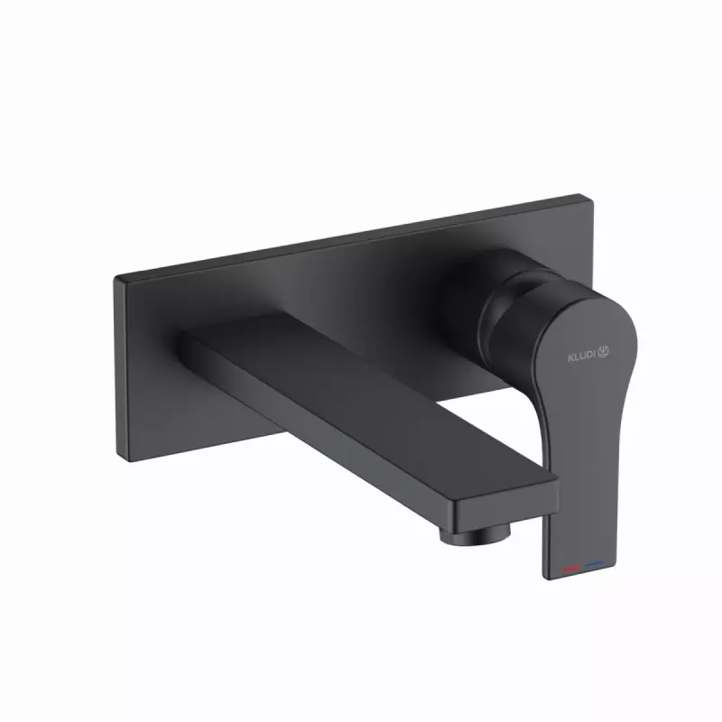 Baterie lavoar Kludi Zenta Sl, pe perete, 205 mm, necesita valva, mat, negru, 482473965