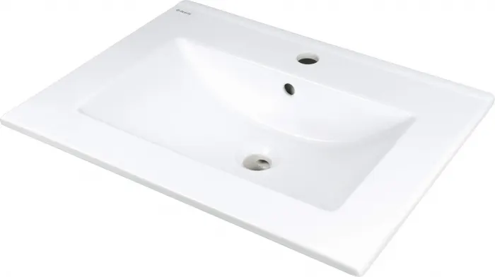 Lavoar baie incastrat, ceramic, cu gaura pentru baterie, 61.5x46,5 cm, alb, Deante Tubo