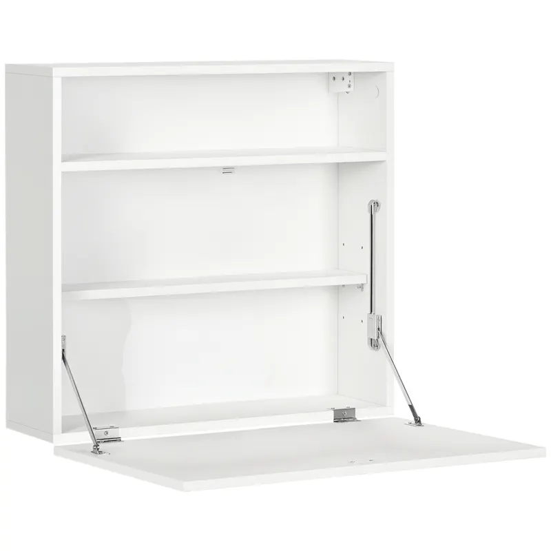 HOMCOM Birou suspendat birou de perete cu tavă pliabilă și 3 compartimente - 64 x 20 x 60 cm - alb
