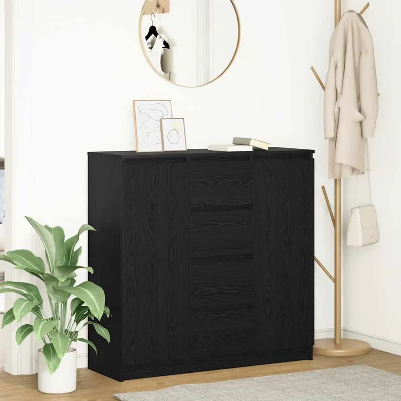 bufeta cu sertare stejar negru 100,5x35x98,5 cm lemn prelucrat