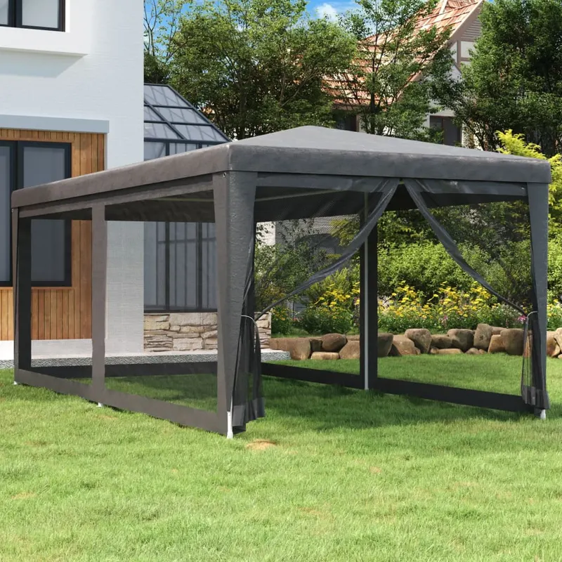 cort de petrecere cu 6 pereti din plasa, antracit, 3x6 m, hdpe