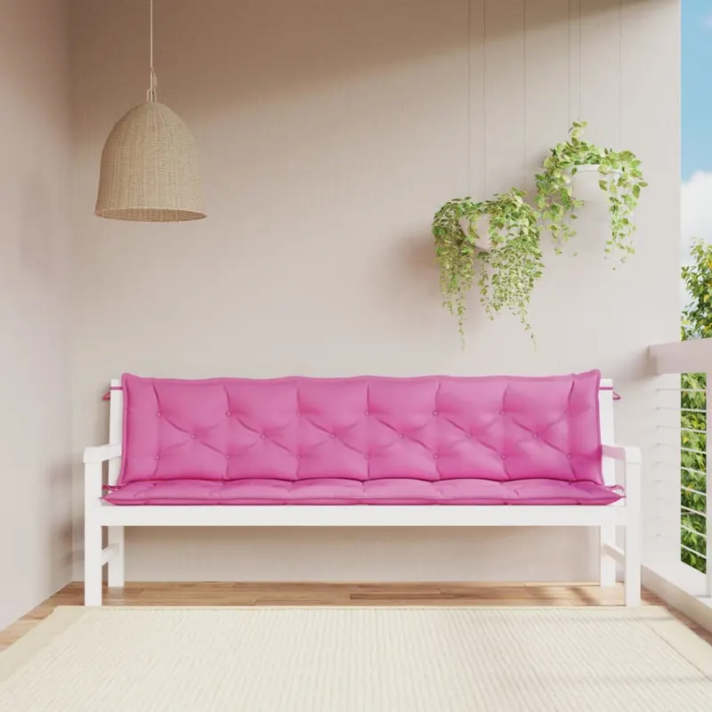 perne banca de gradina, 2 buc., roz, 200x50x7 cm, textil