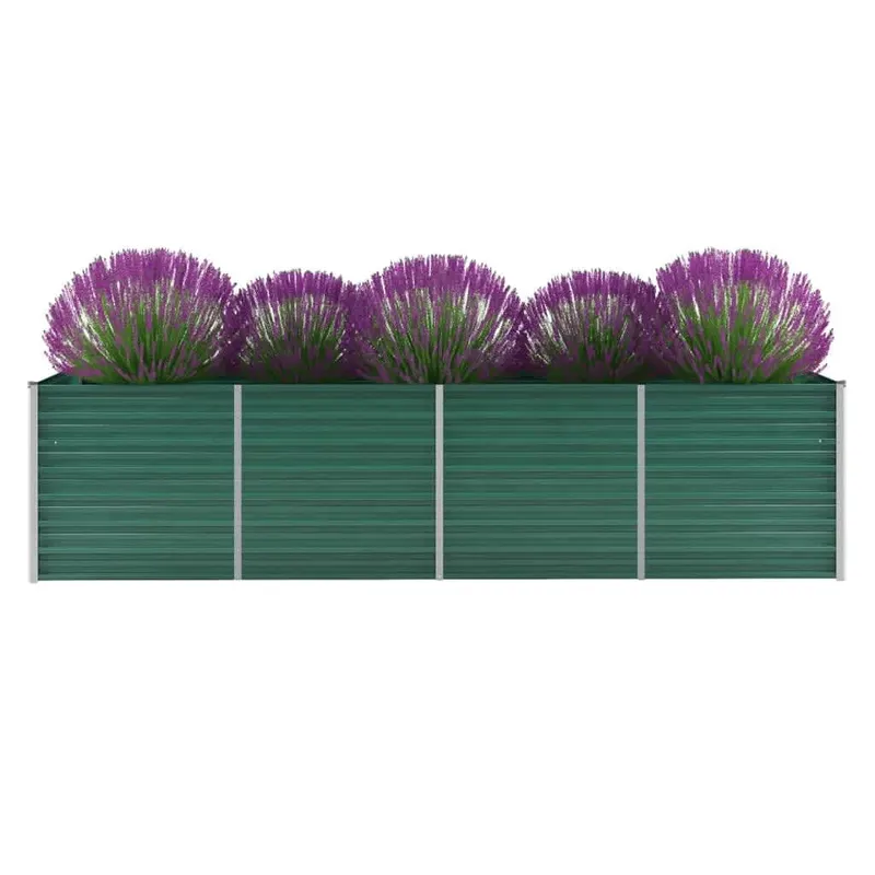 strat inaltat de gradina, verde, 320x80x77 cm, otel galvanizat