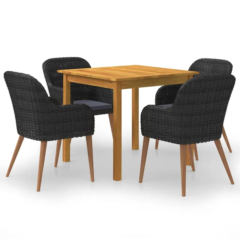 set mobilier de gradina, 5 piese, negru