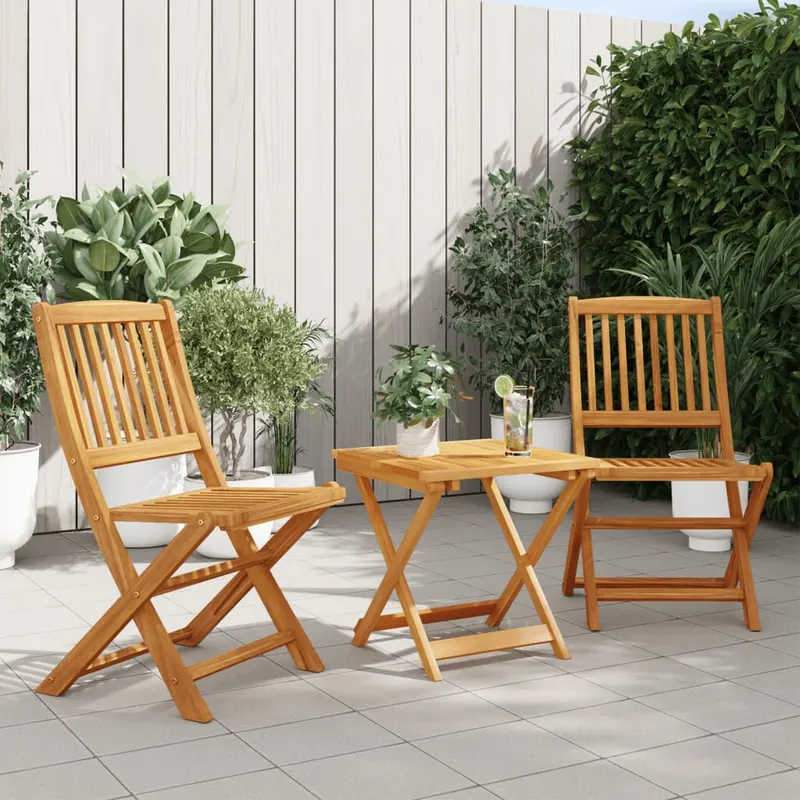 set mobilier gradina pliabil, 3 piese, lemn masiv acacia