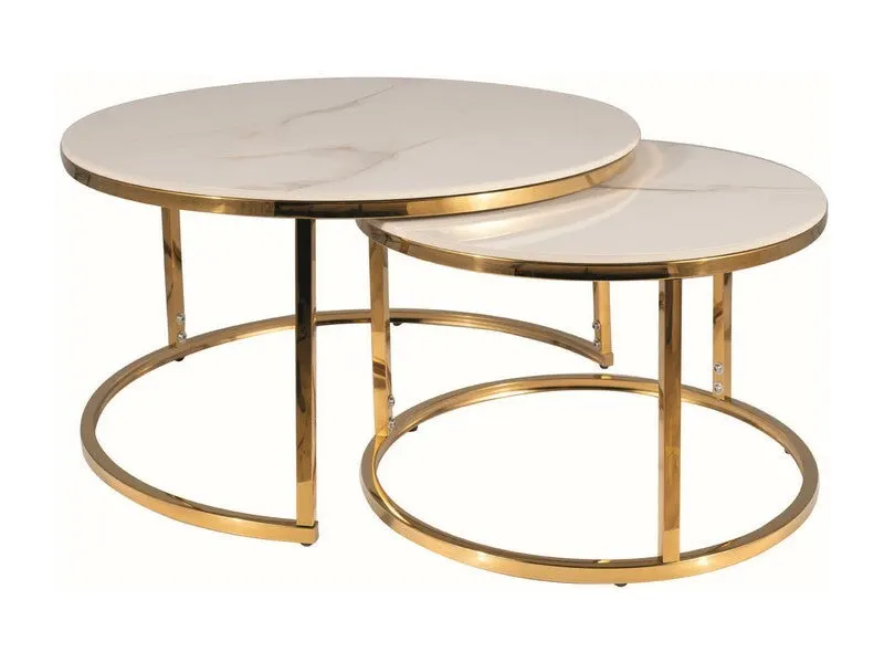 Set 2 masute de cafea ELIASTO Ø45x40/60x45 CM - Gold
