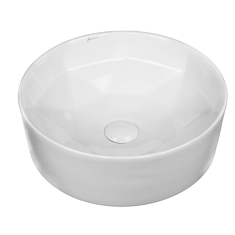Lavoar pe blat Fluminia Crystal, 40 cm, rotund, garantie 2 ani, alb