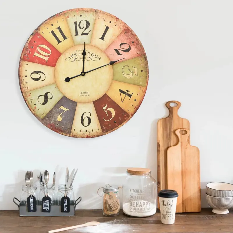 ceas de perete vintage colorat, 60 cm