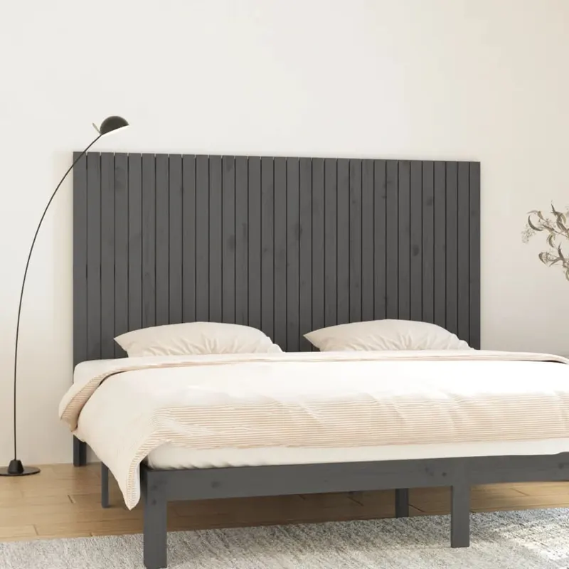 tablie de pat pentru perete, gri, 204x3x110 cm, lemn masiv pin