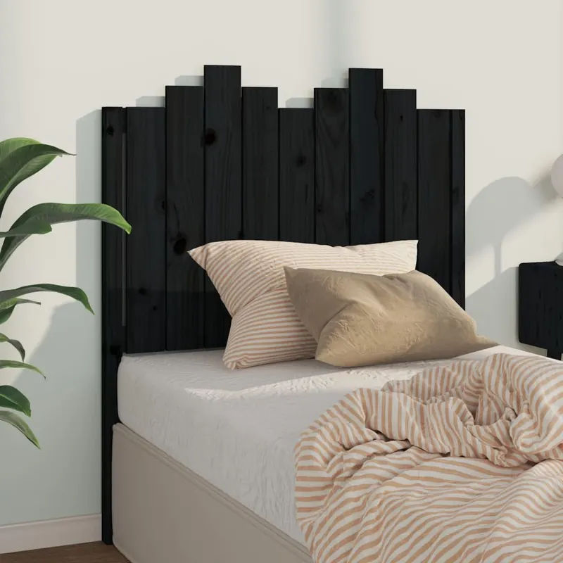 tablie de pat, negru, 96x4x110 cm, lemn masiv de pin