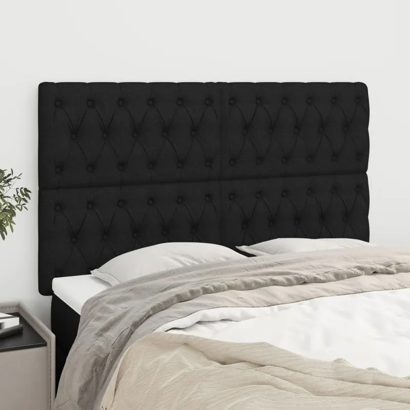 tablii de pat, 4 buc, negru, 80x7x78/88 cm, textil