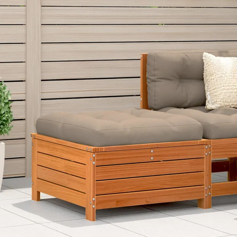 taburet de gradina, maro ceruit, 62x63,5x32 cm, lemn masiv pin