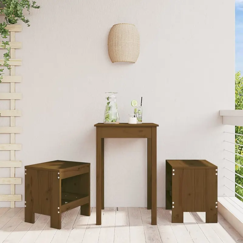 taburete gradina 2 buc. maro miere 40x36x45 cm lemn masiv pin