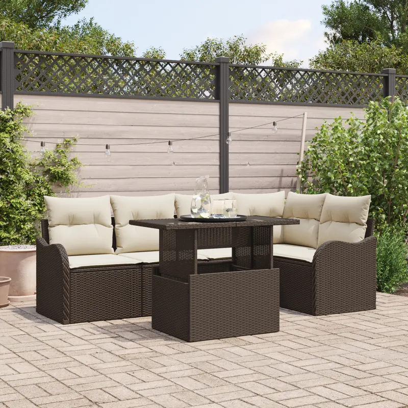 set de sofa pentru gradina cu perne maro poliratan