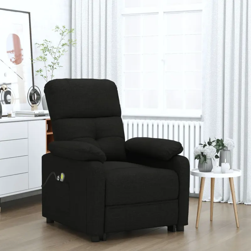 fotoliu de masaj electric rabatabil, negru, textil