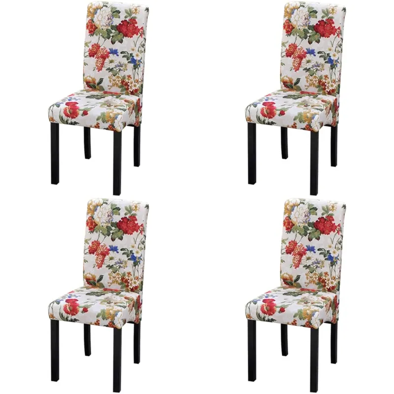 scaune de bucatarie, 4 buc., multicolor, material textil