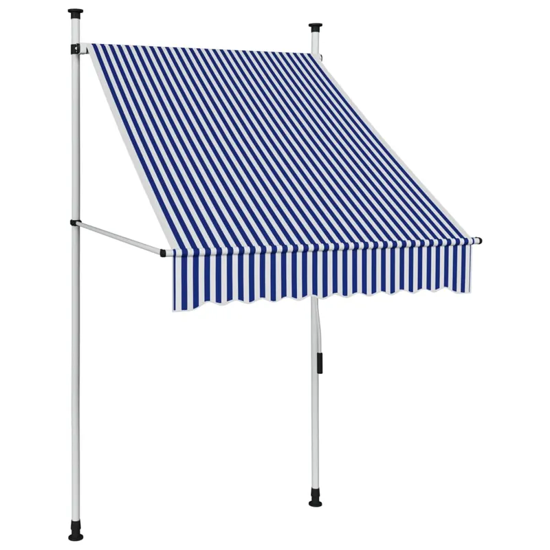 copertina retractabila manual, dungi albastru si alb, 100 cm