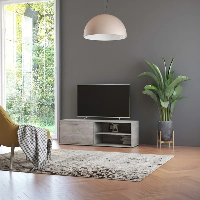 comoda tv, gri beton, 120x34x37 cm, lemn prelucrat