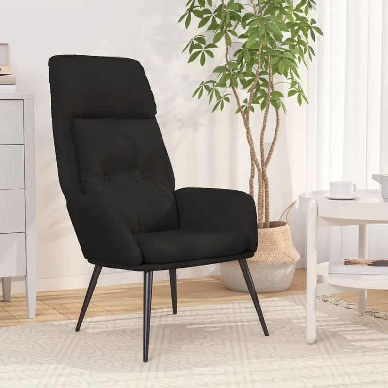 scaun de relaxare, negru, piele intoarsa ecologica