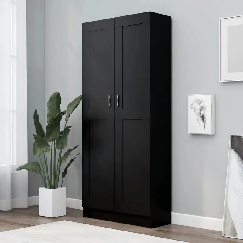 biblioteca, negru, 82,5x30,5x185,5 cm, lemn prelucrat