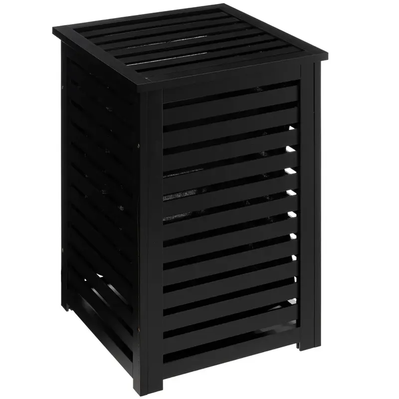Cos rufe 5Five Sicela din lemn MDF, capacitate 65 litri, 40x40x58 cm, negru