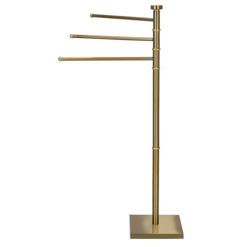 Suport cuier prosoape 3 brate metalic montaj perete, 86 cm inaltime, design modern, auriu lucios