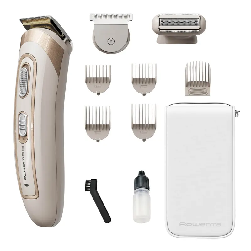Aparat de tuns multifunctional Rowenta Trim Style TN9154F0, tehnologie Wet Dry, lame din inox, autonomie 60 minute, sistem de autoascutire, crem