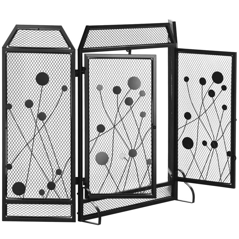 HOMCOM Paravan Antiscantei pentru Semîneu, Pliabil, Usa Magnetica, din Metal Otel, Negru, 125 x 80 cm Pliabil Magnetica