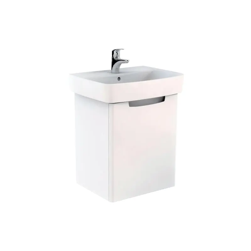 Set mobilier suspendat si lavoar Kolo Rekord, 60 cm, 1 usa, etajera fixa, lavoar inclus, alb