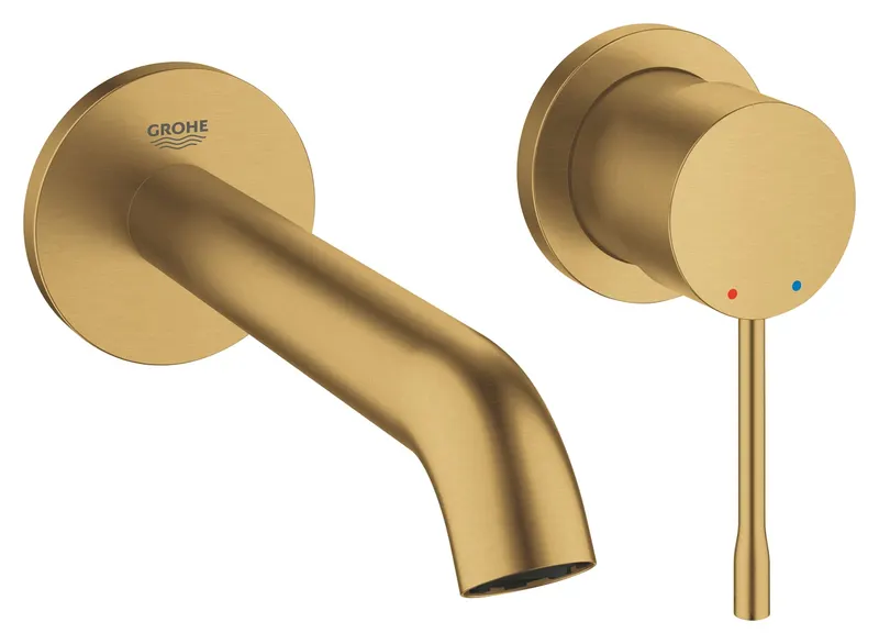 Baterie lavoar Grohe 19408GN1, Essence, 1 2 , pe perete, M, 183 mm, necesita valva, mat, auriu