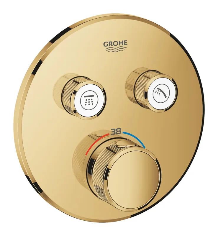 Unitate control Grohe 29119GL0, Grohtherm Smartcontrol, 2 iesiri, termostat, necesita set fixare, lucios, auriu