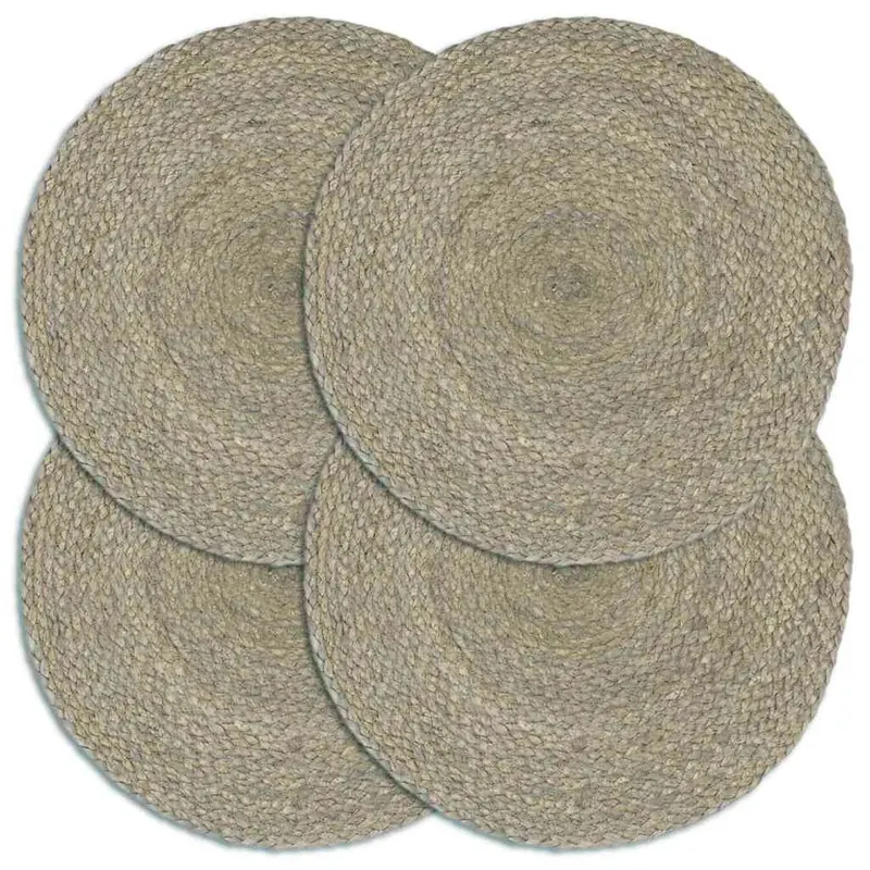 Naproane, 4 buc., gri, 38 cm, iuta, simplu, rotund