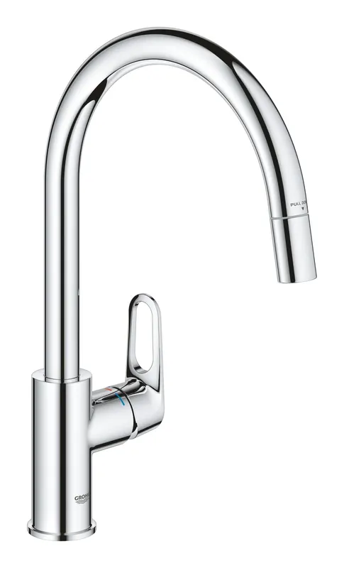 Baterie bucatarie Grohe 30569000, StartFlow, tip comanda monocomanda, marime inalta, forma pipa tip c, crom