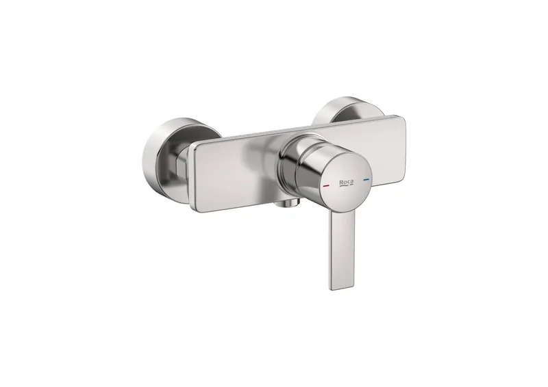 Baterie dus Roca A5A215FSM0, Targa, tip incastrare aparent, compatibil cu instalatii sanitare standard, otel satinat