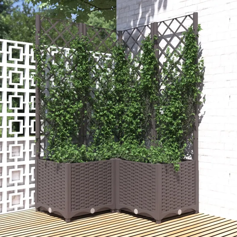jardiniera de gradina cu spalier maro, 80x80x136 cm, pp