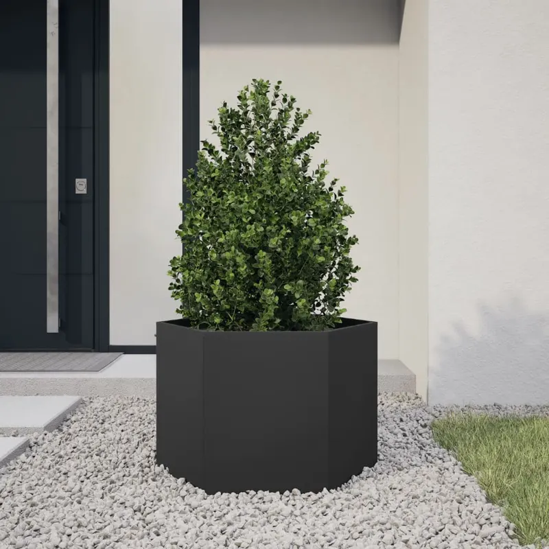 jardiniera de gradina negru 69x60x45 cm otel hexagonal