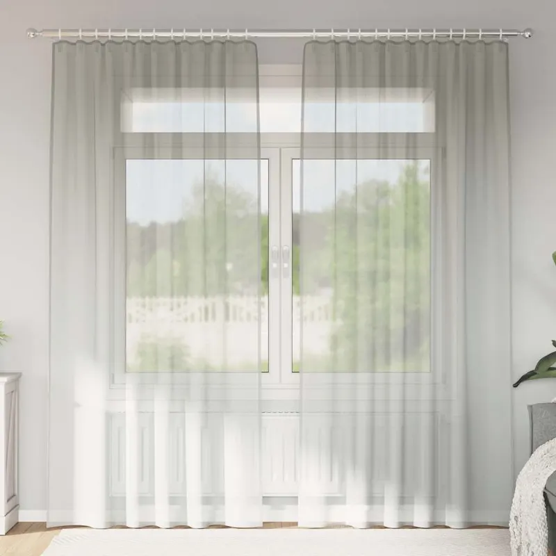 perdele voile cu bucle 2 buc gri deschis 140x245 cm