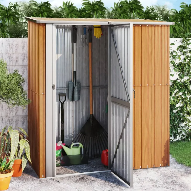 sopron de gradina 180,5x97x209,5 cm otel galvanizat aspect lemn